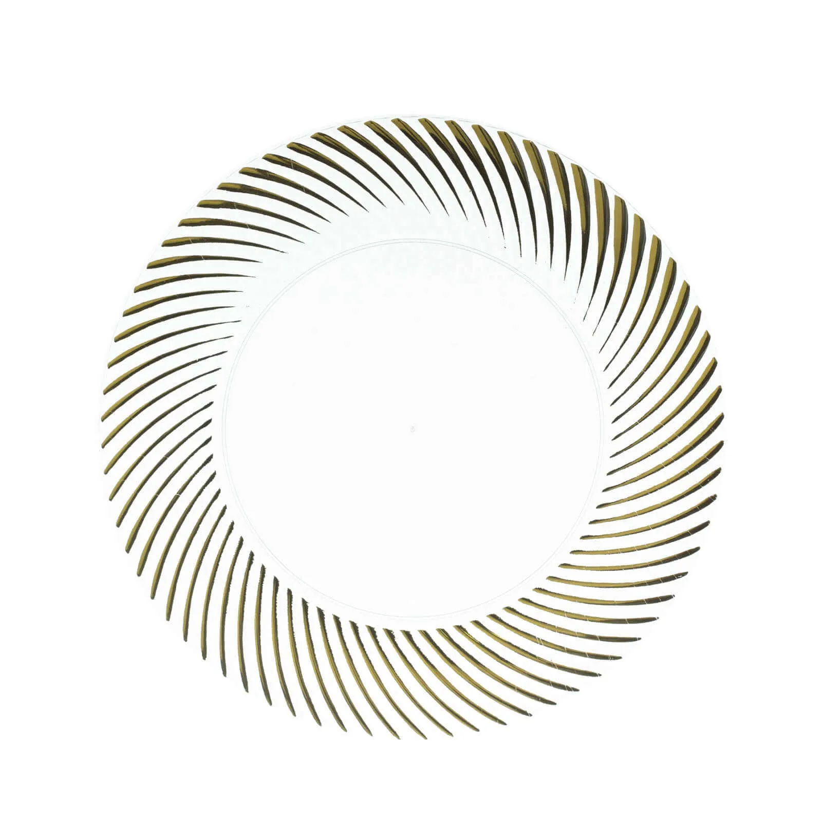 10 Pack Clear / Gold Swirl Rim Plastic Dessert Appetizer Plates, Round Disposable Salad Plates 7"