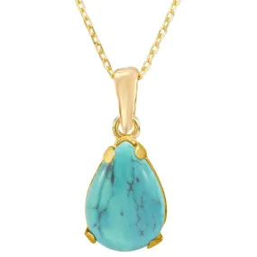 14K Gold Turquoise Teardrop Pendant Necklace