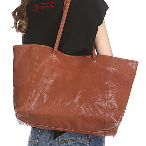 16" Large Black Tote Womens Leather Brown Tote Bags Black Work Handbag for Ladies