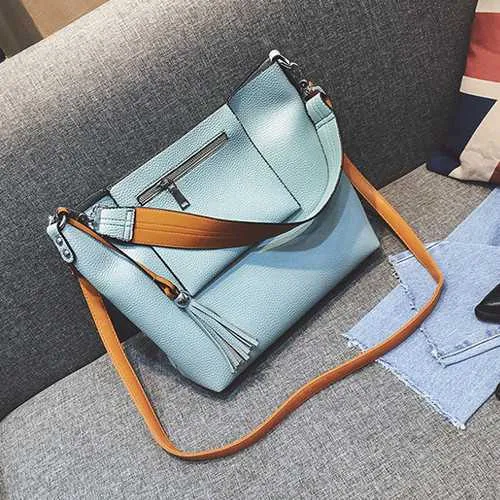 2 Pcs Women Tassel Luxury PU Leather Shoulder Bags Girls Autumn Winter Crossbody Bags