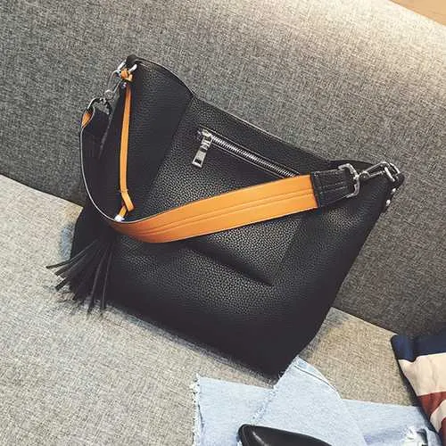 2 Pcs Women Tassel Luxury PU Leather Shoulder Bags Girls Autumn Winter Crossbody Bags