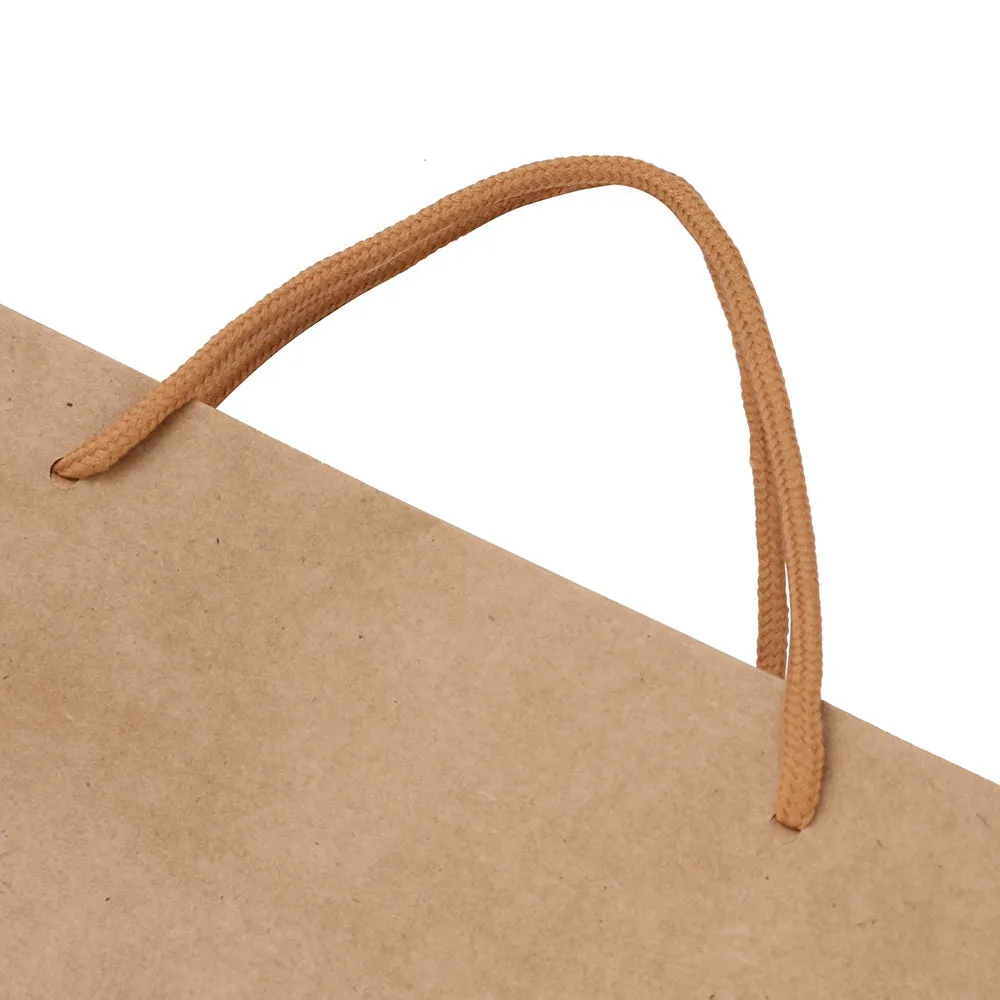 50pcs Reusable Kraft Paper Bags with Fabric Handles