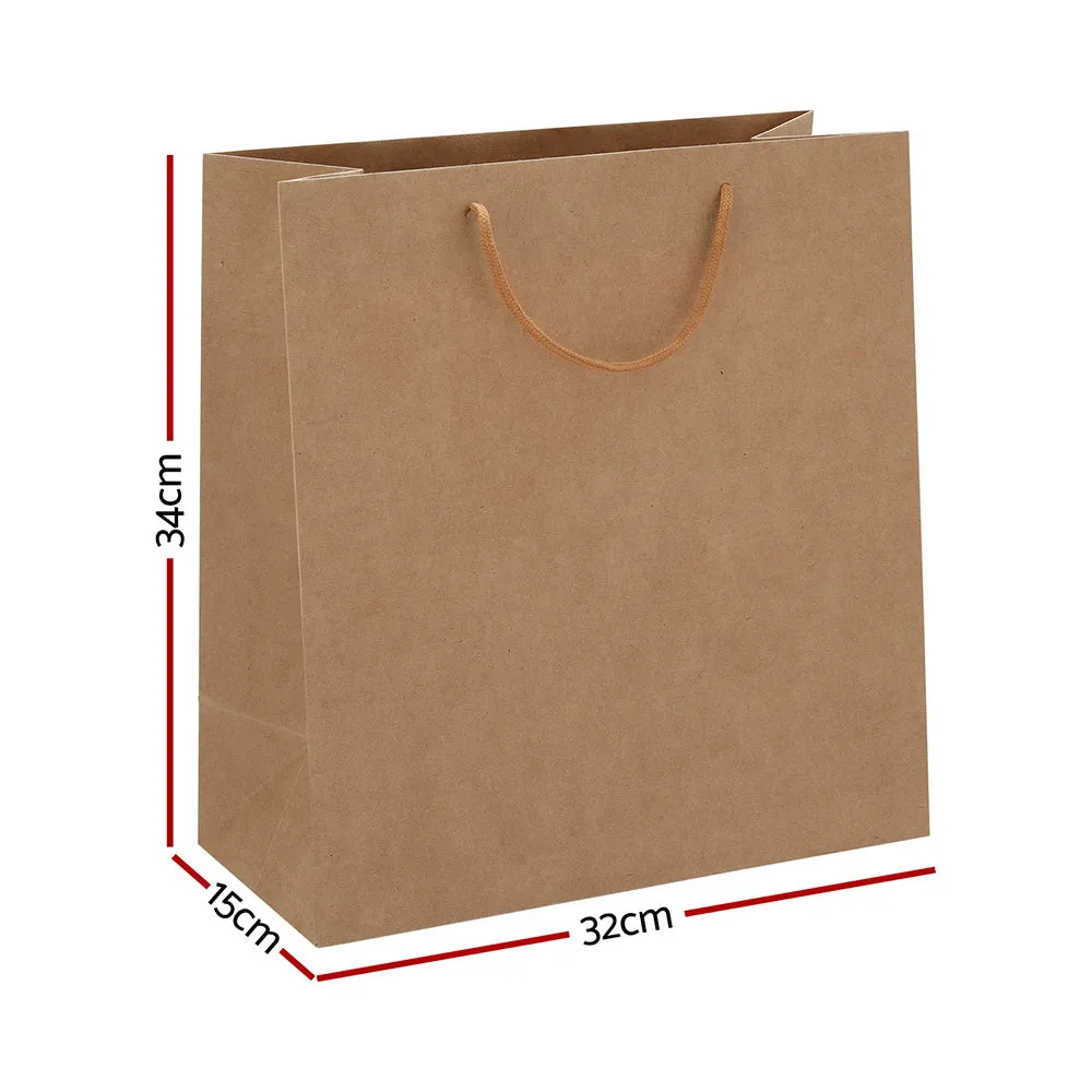 50pcs Reusable Kraft Paper Bags with Fabric Handles