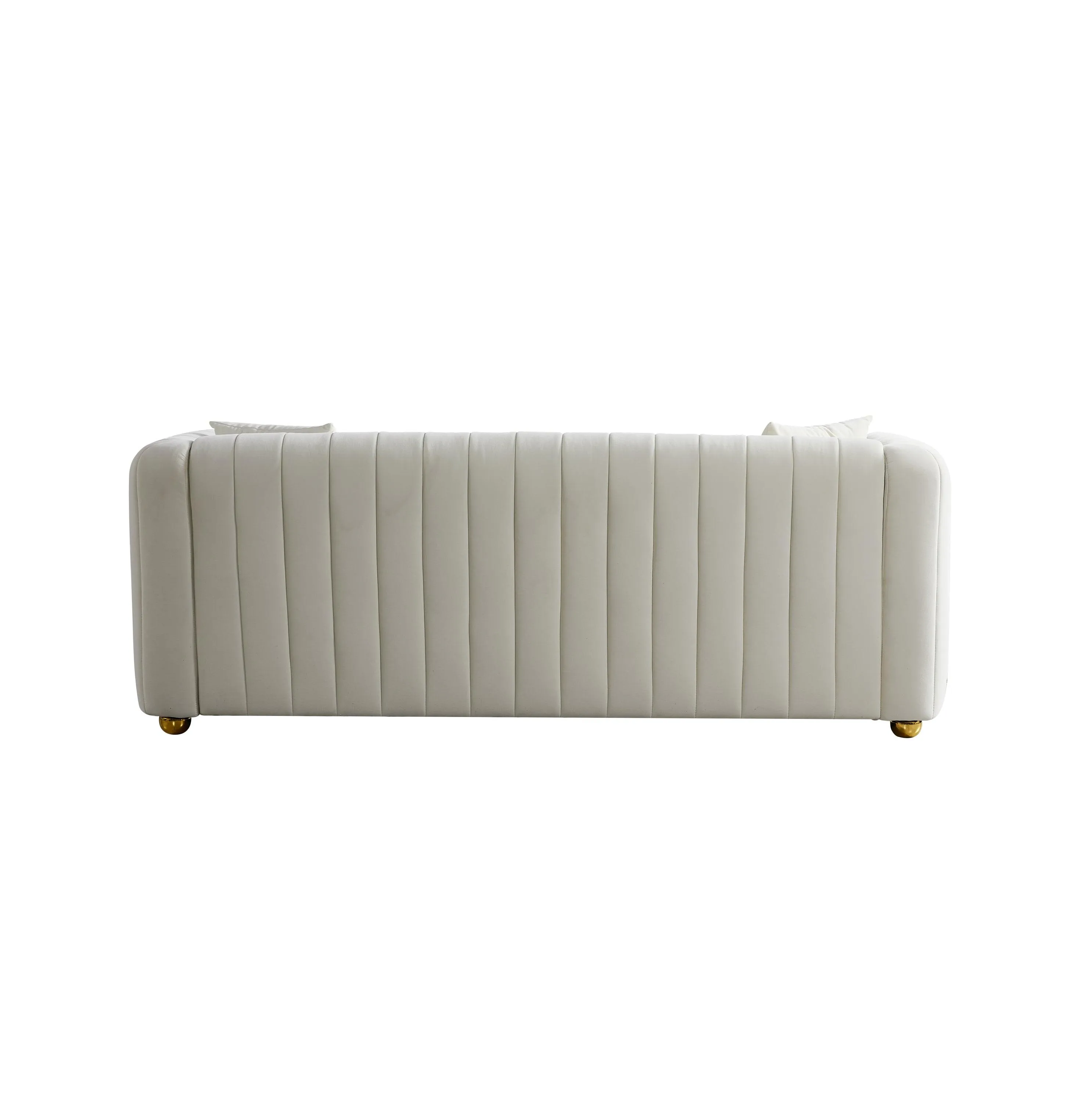 79.92" White Velvet Sofa with Modern Vertical Channel Tufting, Comfortable for Living Room