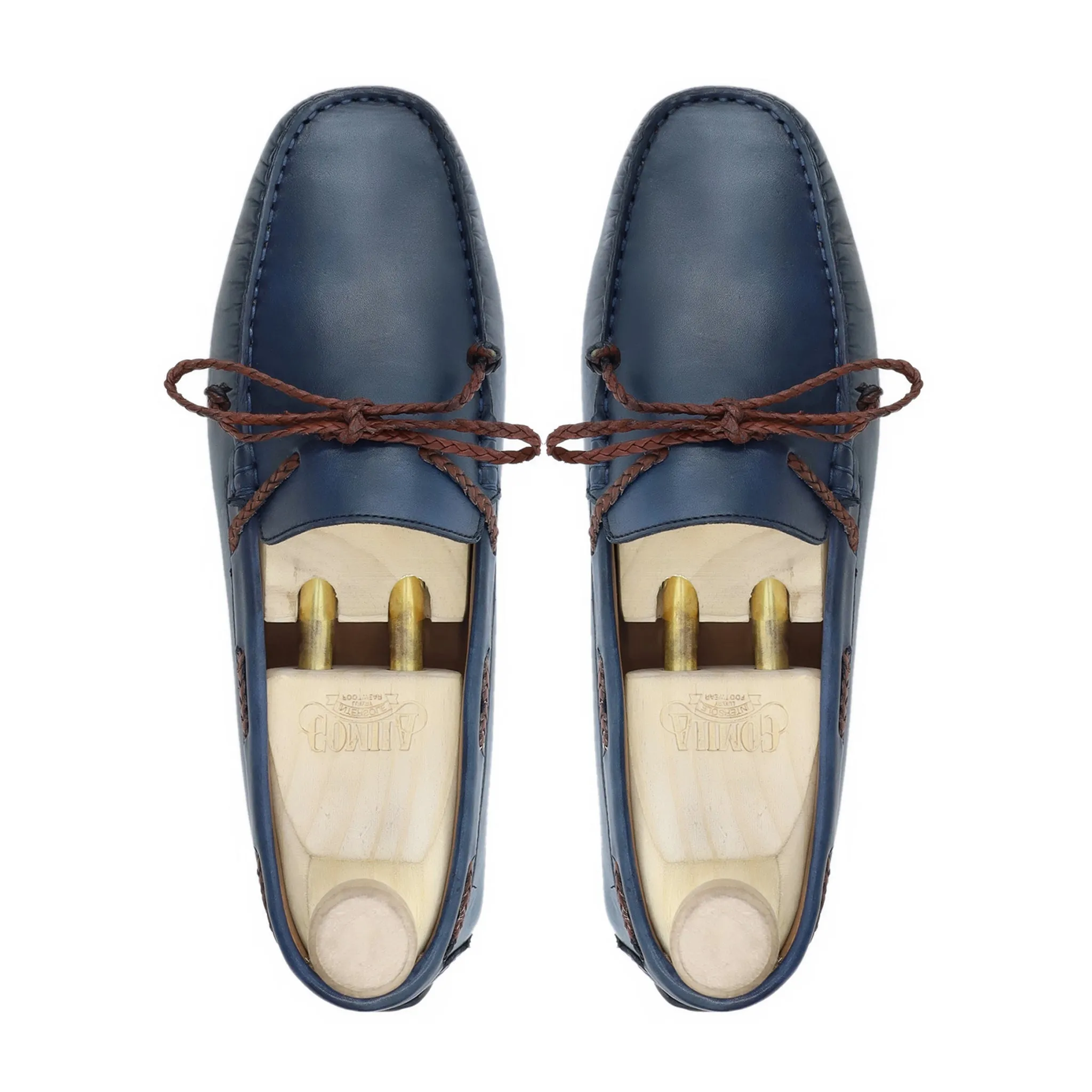 Abril - Men's Navy Blue Calf Leather Driver Shoe