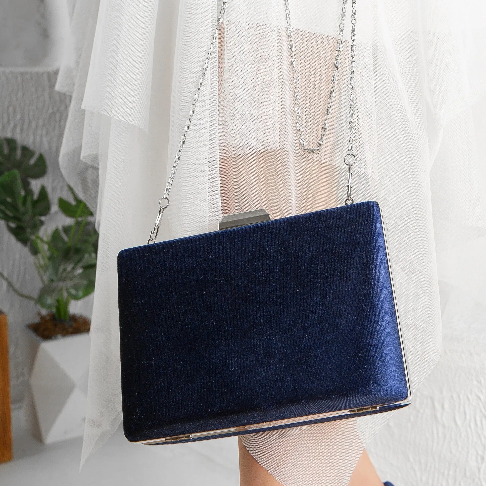 Alba - Blue Velvet Clutch