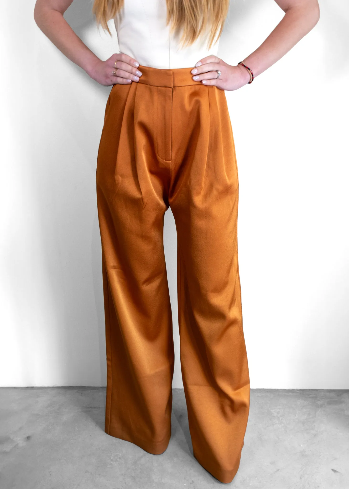 Alex Perry Satin Crepe Double Pleat Pants