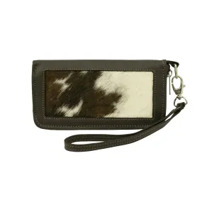 American West Womens Cow Town Pony Hair-On Leather Zip Around Wallet