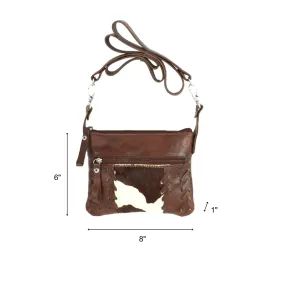 American West Womens Cowtown Pony/Brown Leather Crossbody Bag