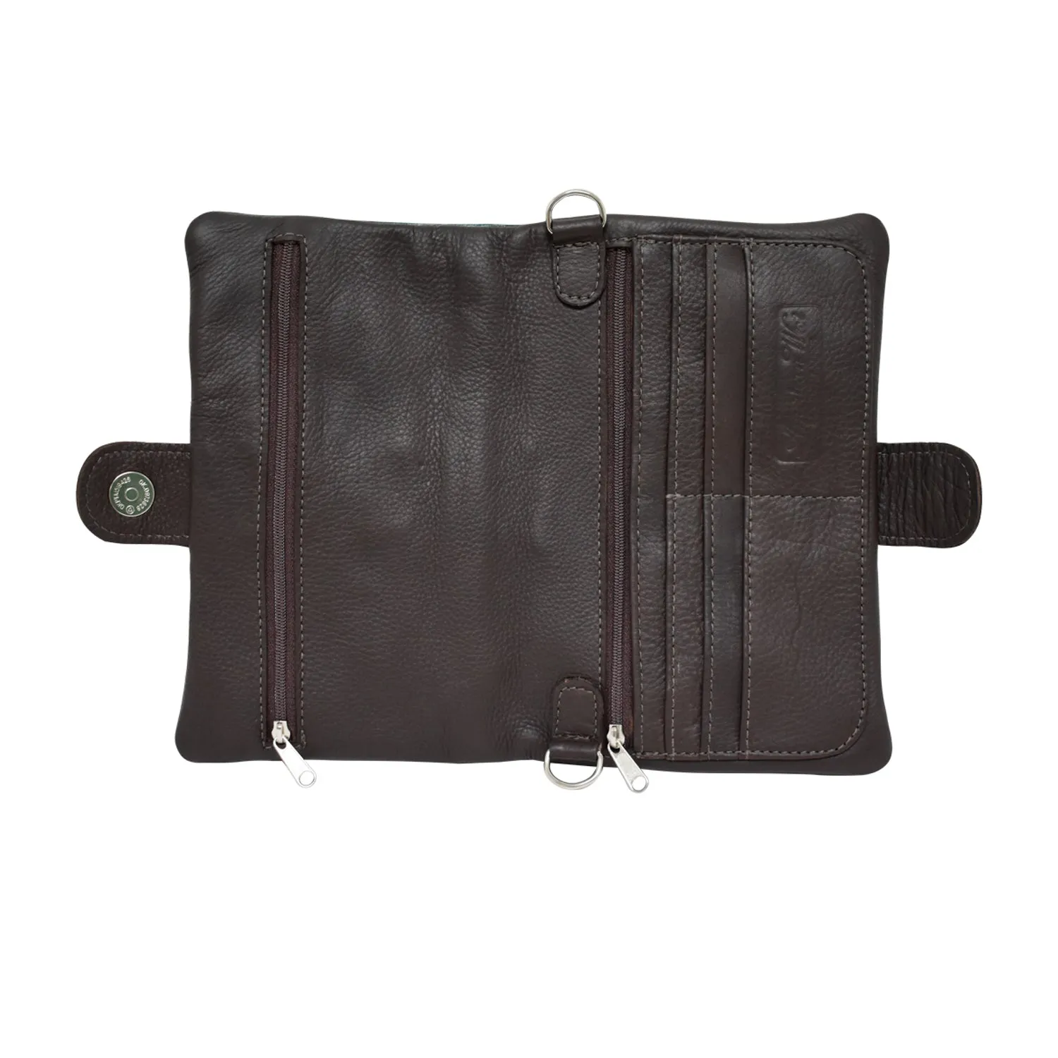 American West Womens Grab and Go Distressed Charcoal Brown Leather Clutch Bag