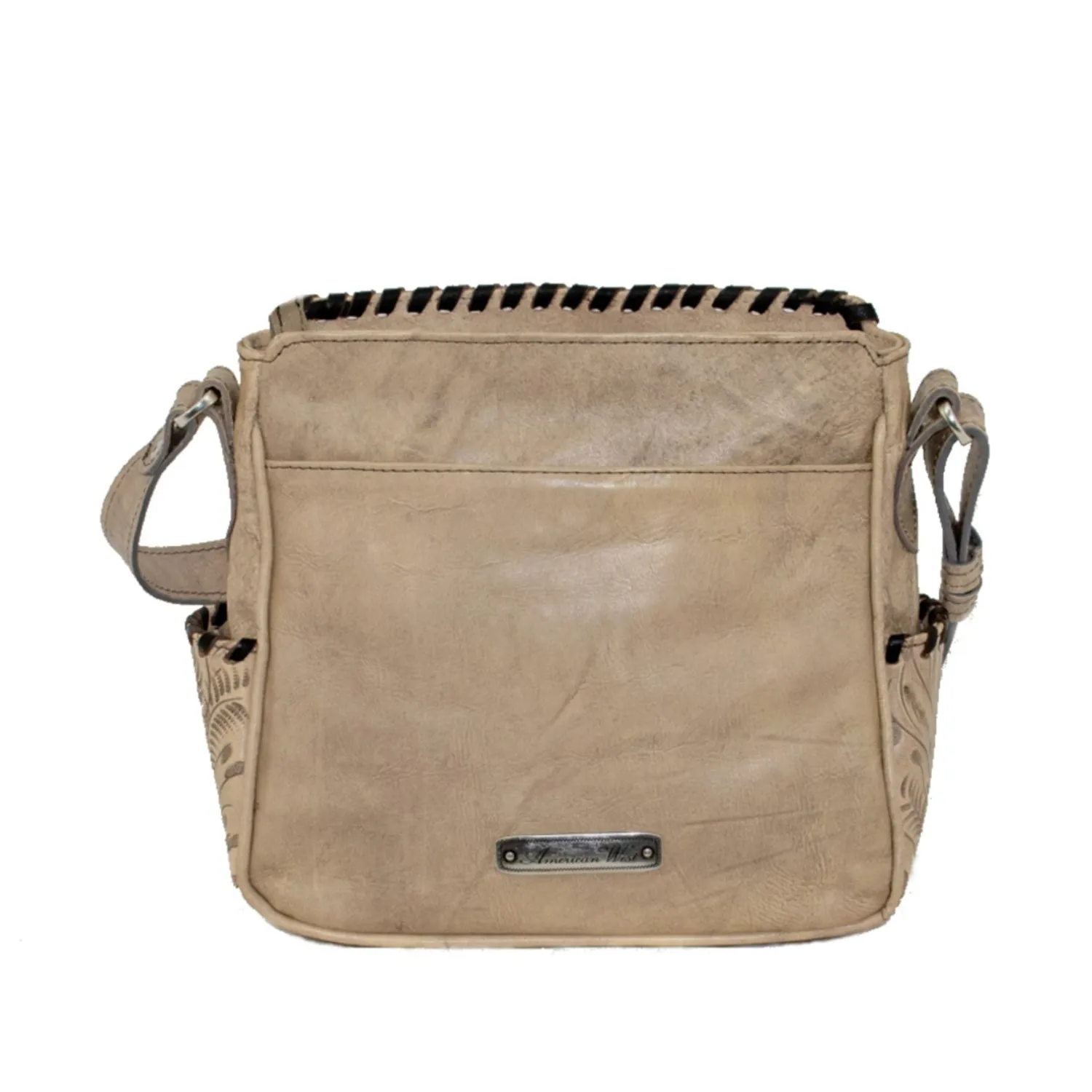 American West Womens Gypsy Patch Sand Leather Crossbody Bag