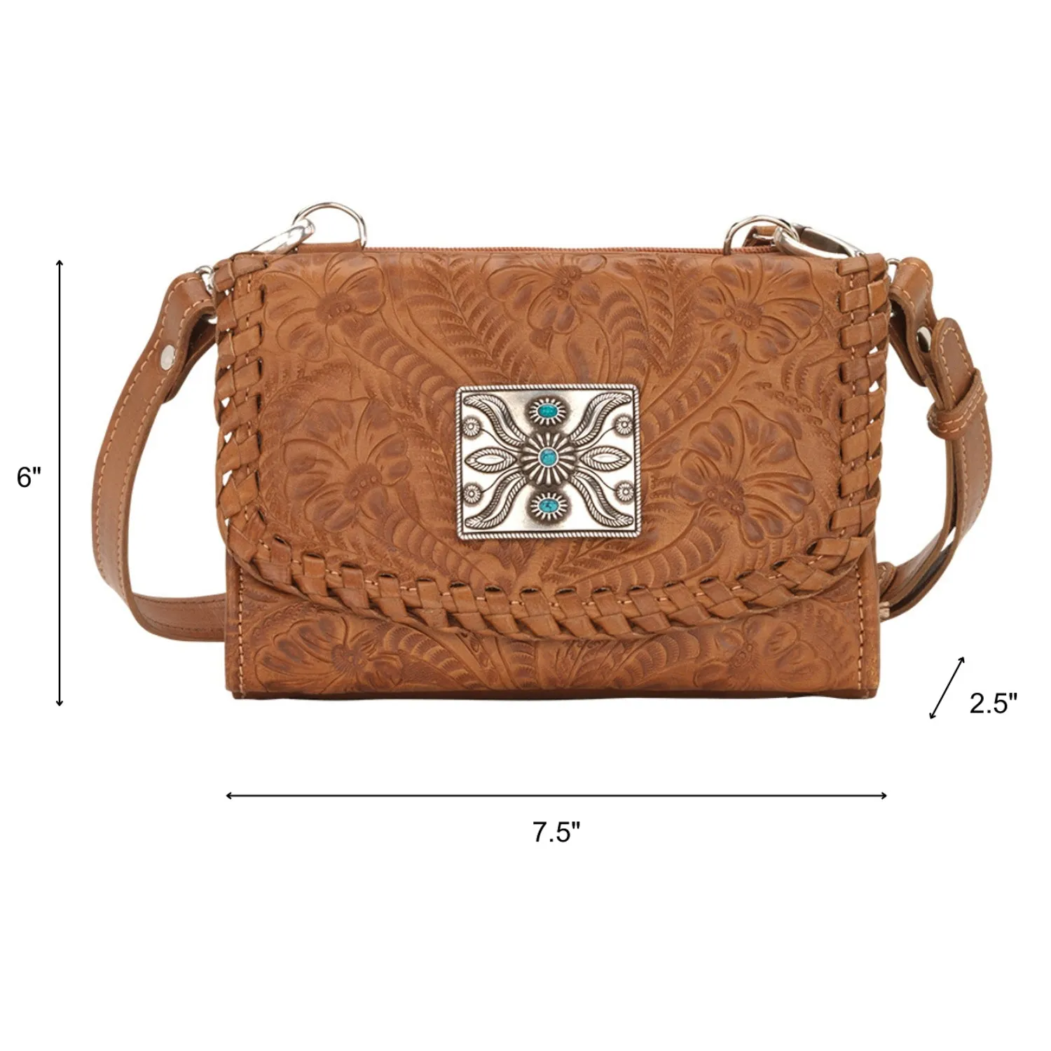 American West Womens Mohave Canyon Natural Tan Leather Crossbody Bag