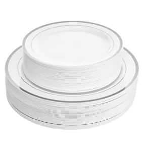 Aya'S 60 Silver Plastic Plates Disposable Heavy Duty Plastic Plates, 30 Plastic