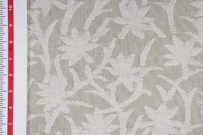 Beige & White Floral Cotton Cutwork Jacquard Fabric