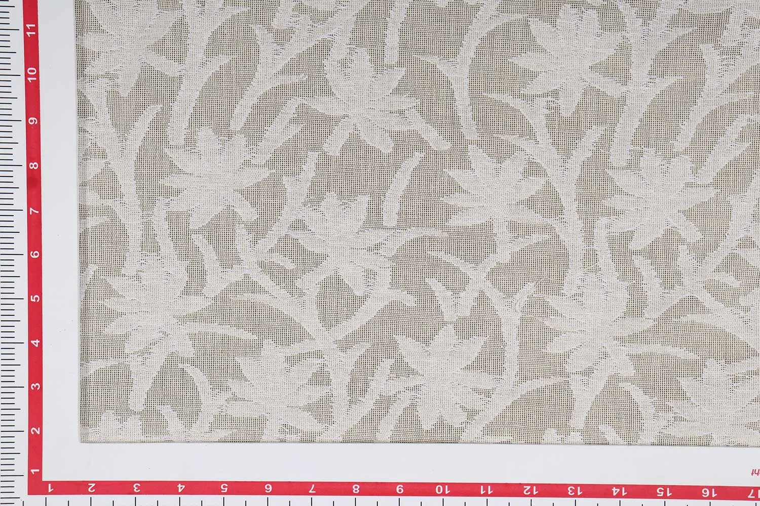 Beige & White Floral Cotton Cutwork Jacquard Fabric