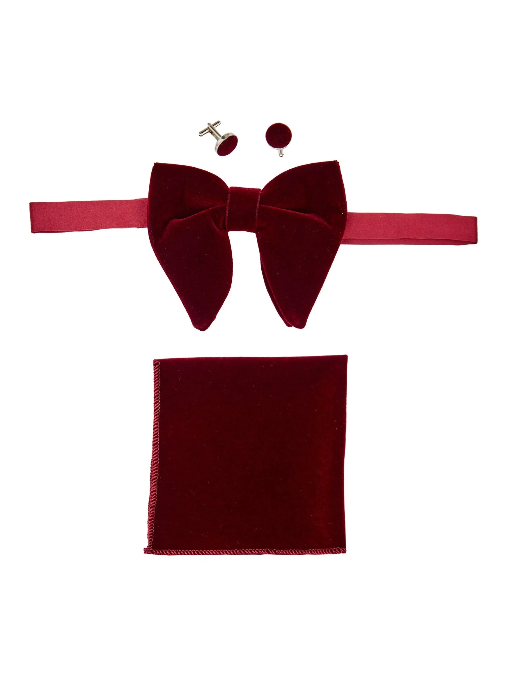 BIG MAROON VELVET BOW TIE SET