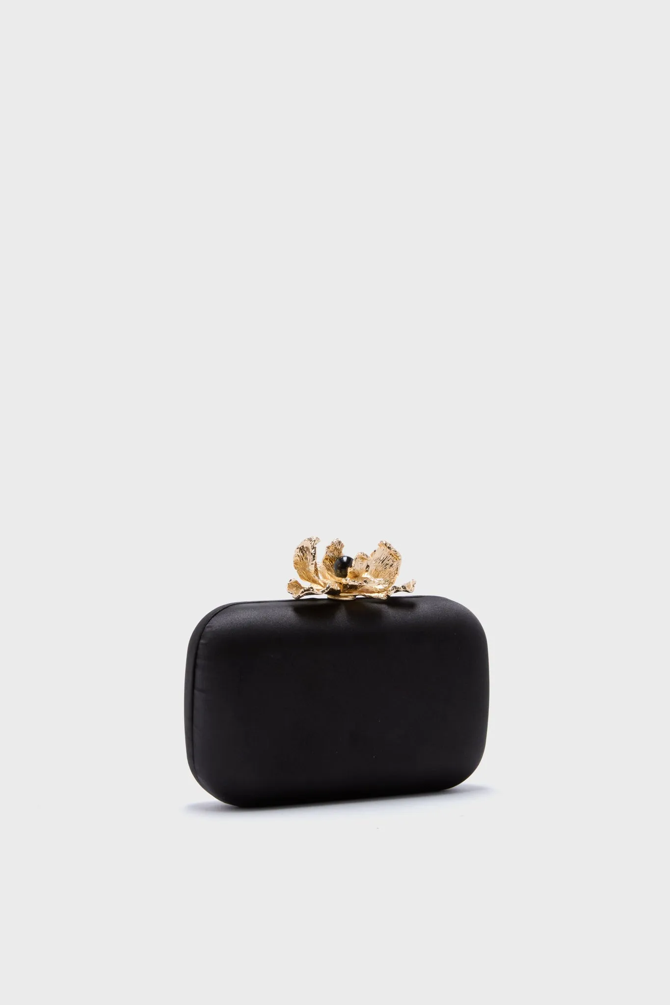 Black Adele Orchid Lock Clutch