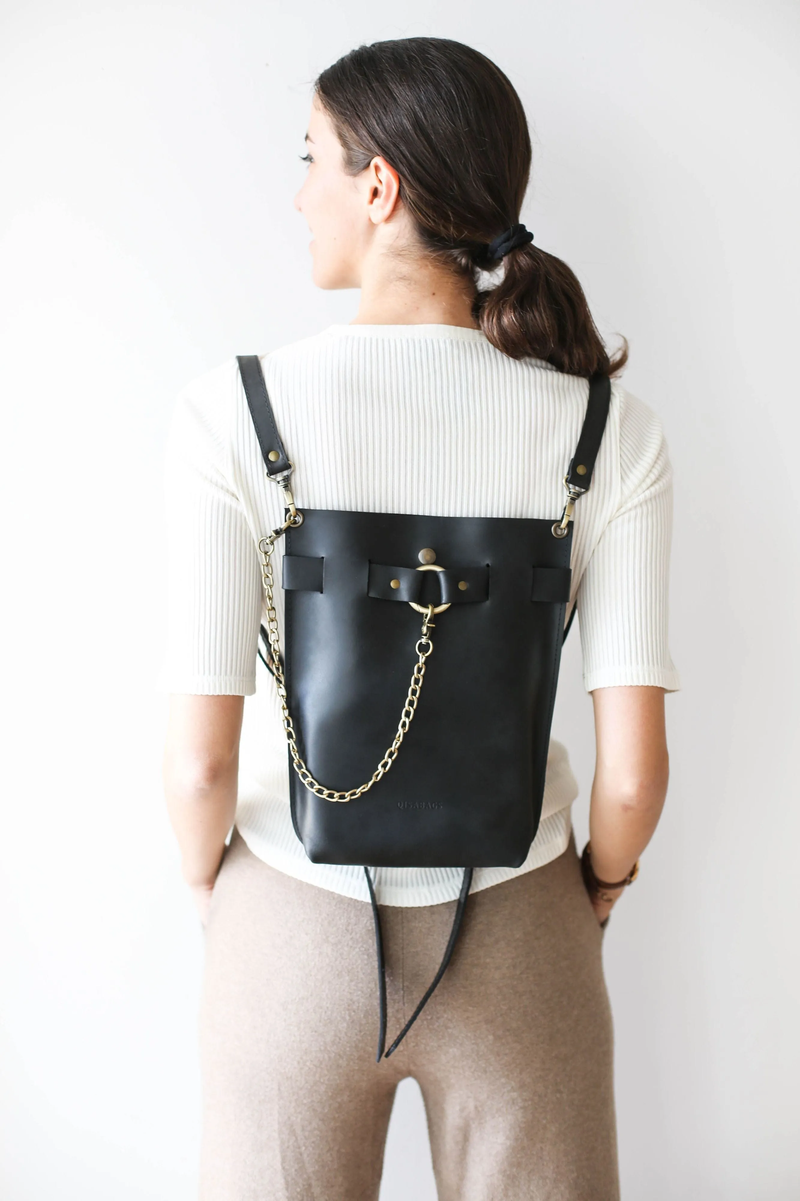 Black Leather Bag - "Ring Belt Edition"