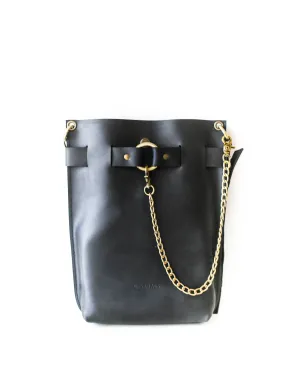 Black Leather Bag - "Ring Belt Edition"