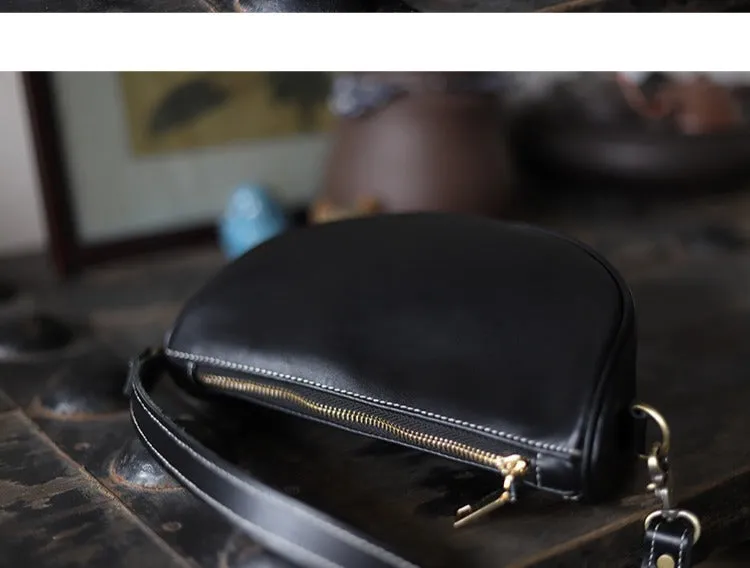 Black LEATHER Saddle Side Bags WOMEN Contrast SHOULDER BAGs Small Crossbody Purse FOR WOMEN