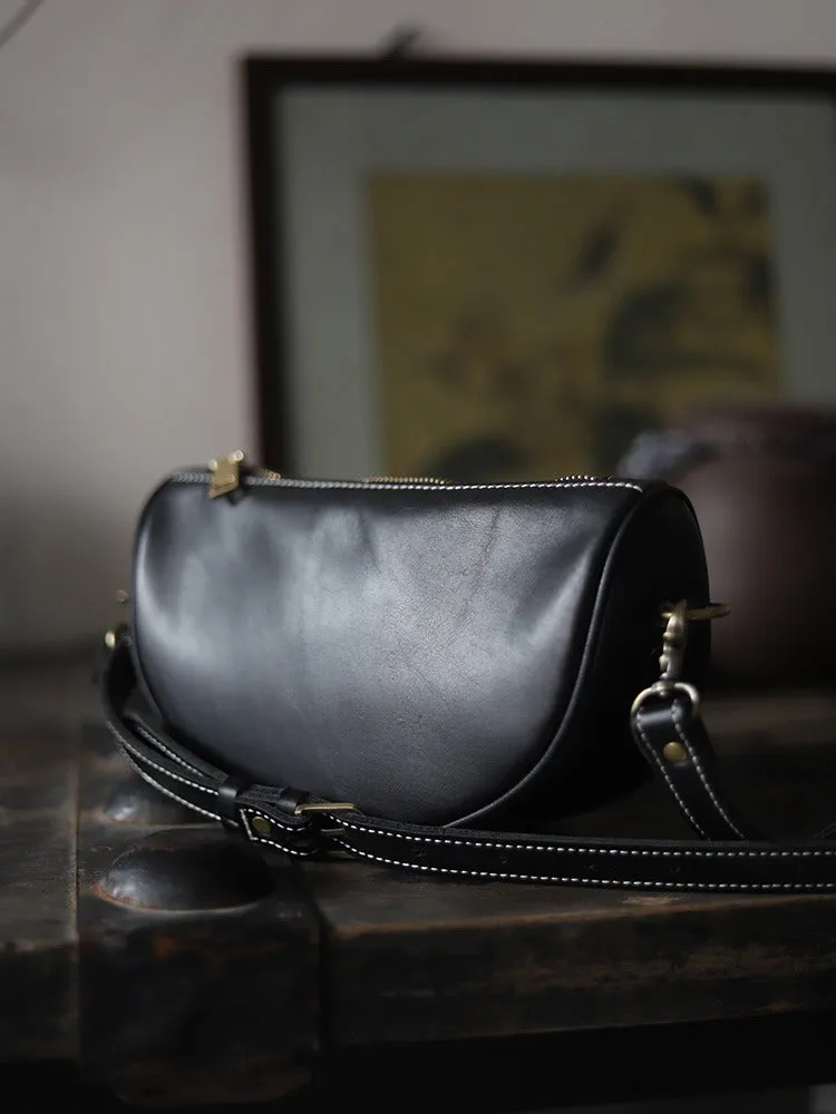 Black LEATHER Saddle Side Bags WOMEN Contrast SHOULDER BAGs Small Crossbody Purse FOR WOMEN