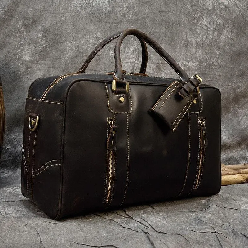 Brown Vintage Weekender Bag Genuine Leather Duffel Bags