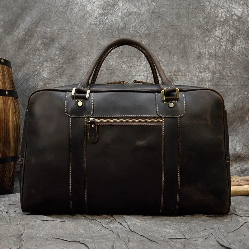 Brown Vintage Weekender Bag Genuine Leather Duffel Bags