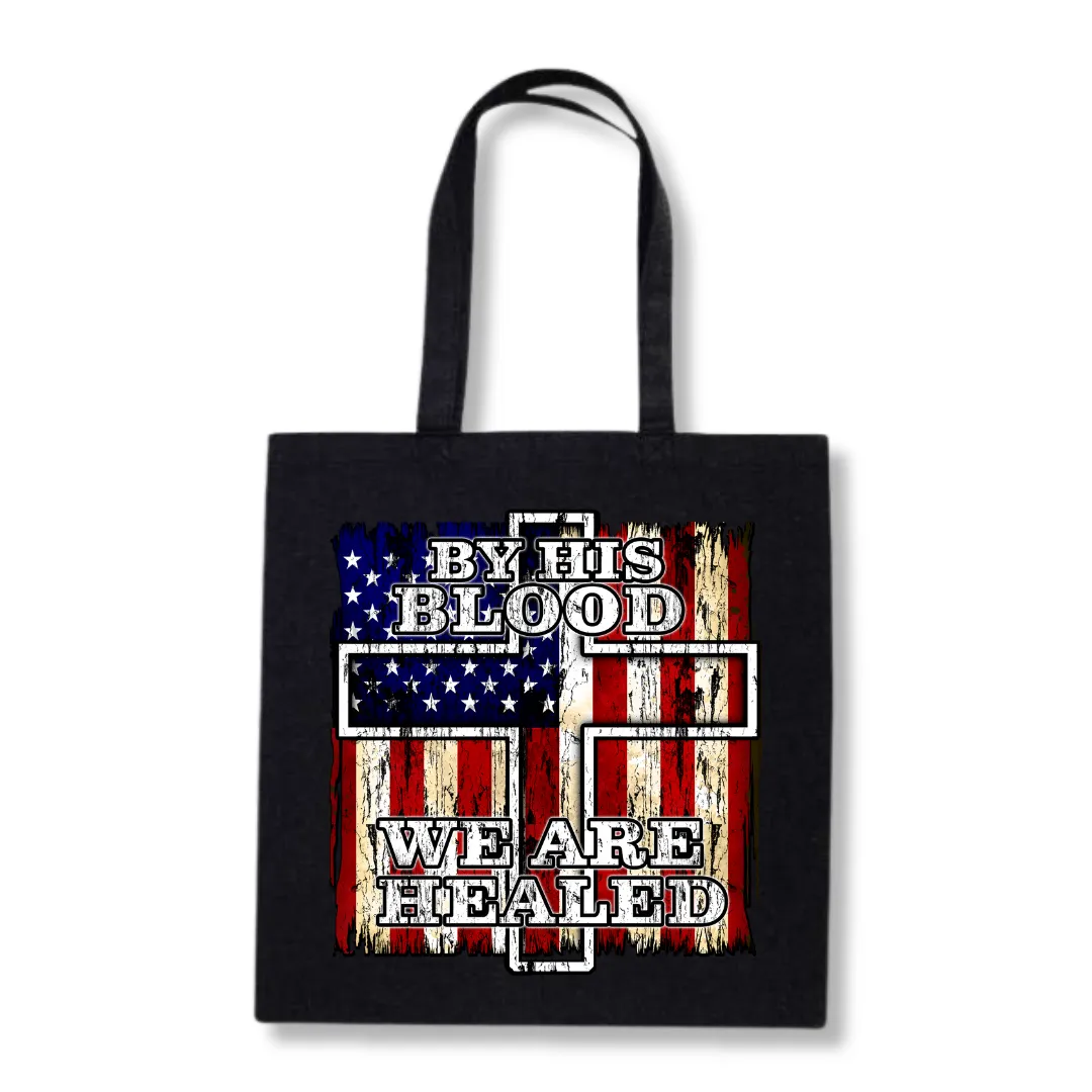 By His Blood We Are Healed Tote Bag (3 Colors)