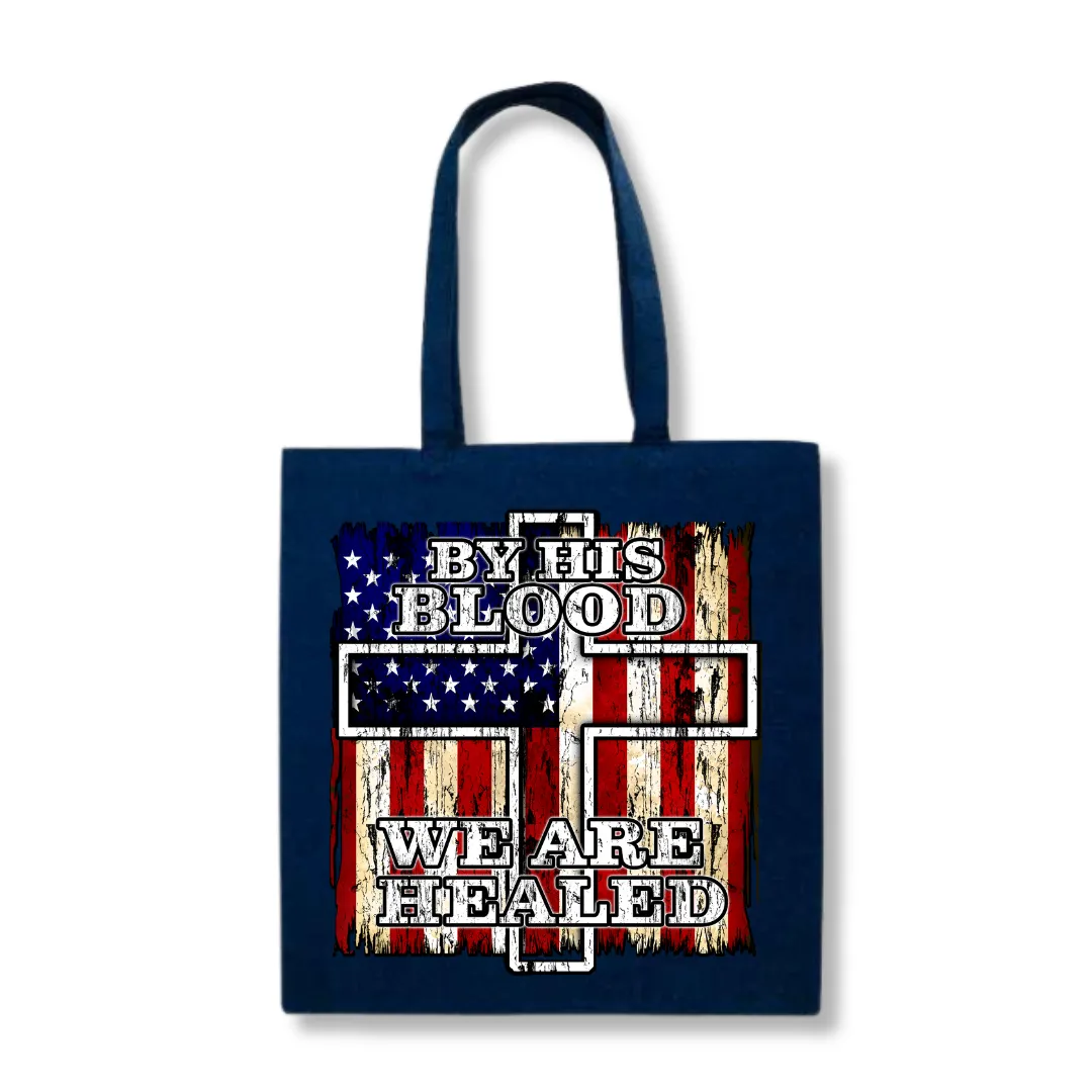 By His Blood We Are Healed Tote Bag (3 Colors)