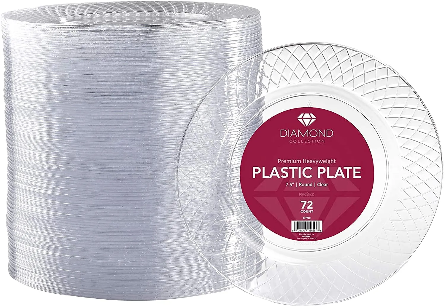 Clear Plastic Plates, 72ct - 75" Disposable Heavy Duty Hard Plates - Cake, Salad