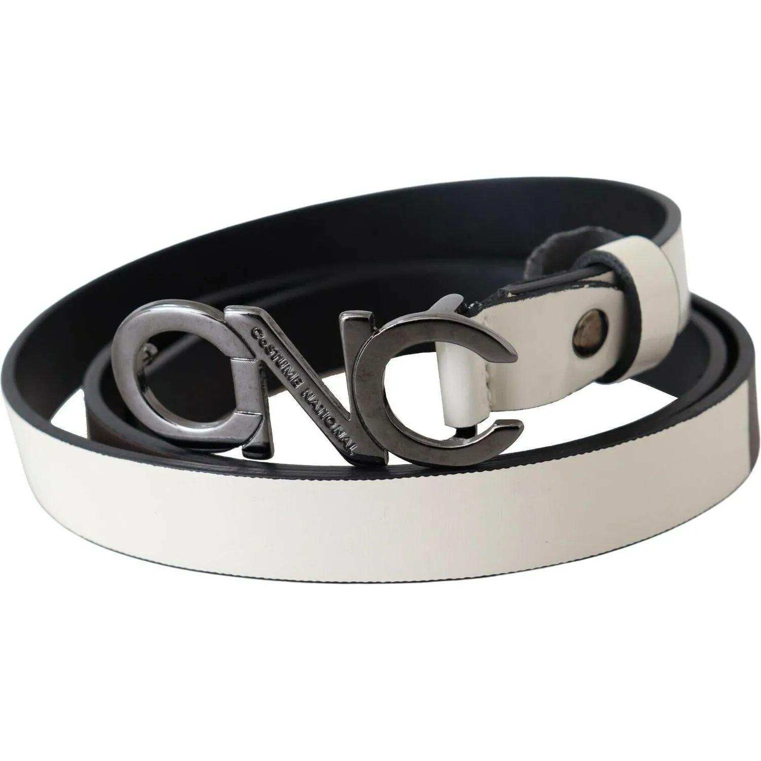 Costume National Metallic Gray Italian Leather Fashion Belt