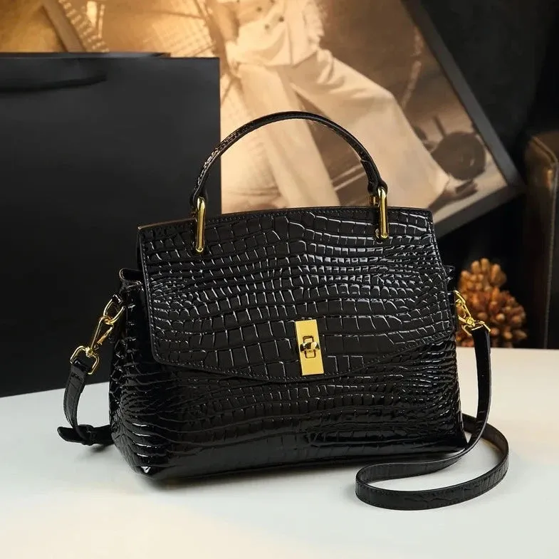 Crocodile Pattern Crossbody Shoulder Bag