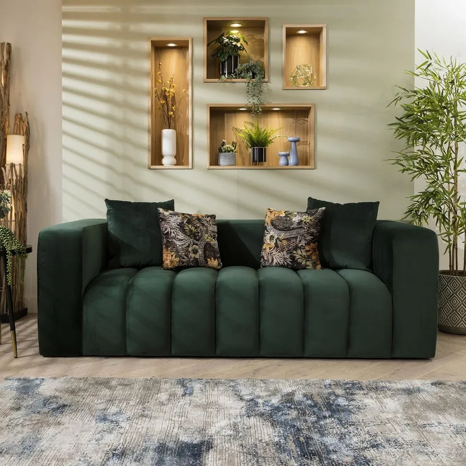 Faraai 3 Seater Velvet Sofa Green