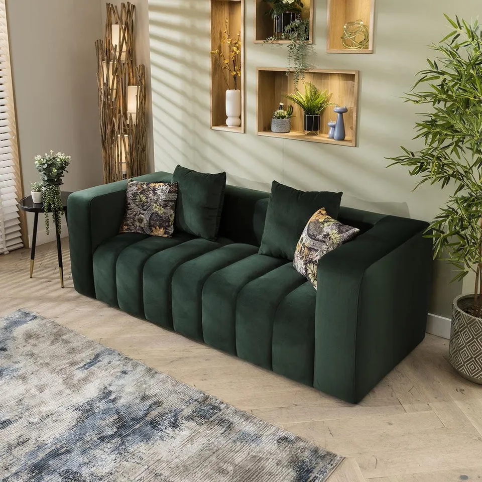 Faraai 3 Seater Velvet Sofa Green