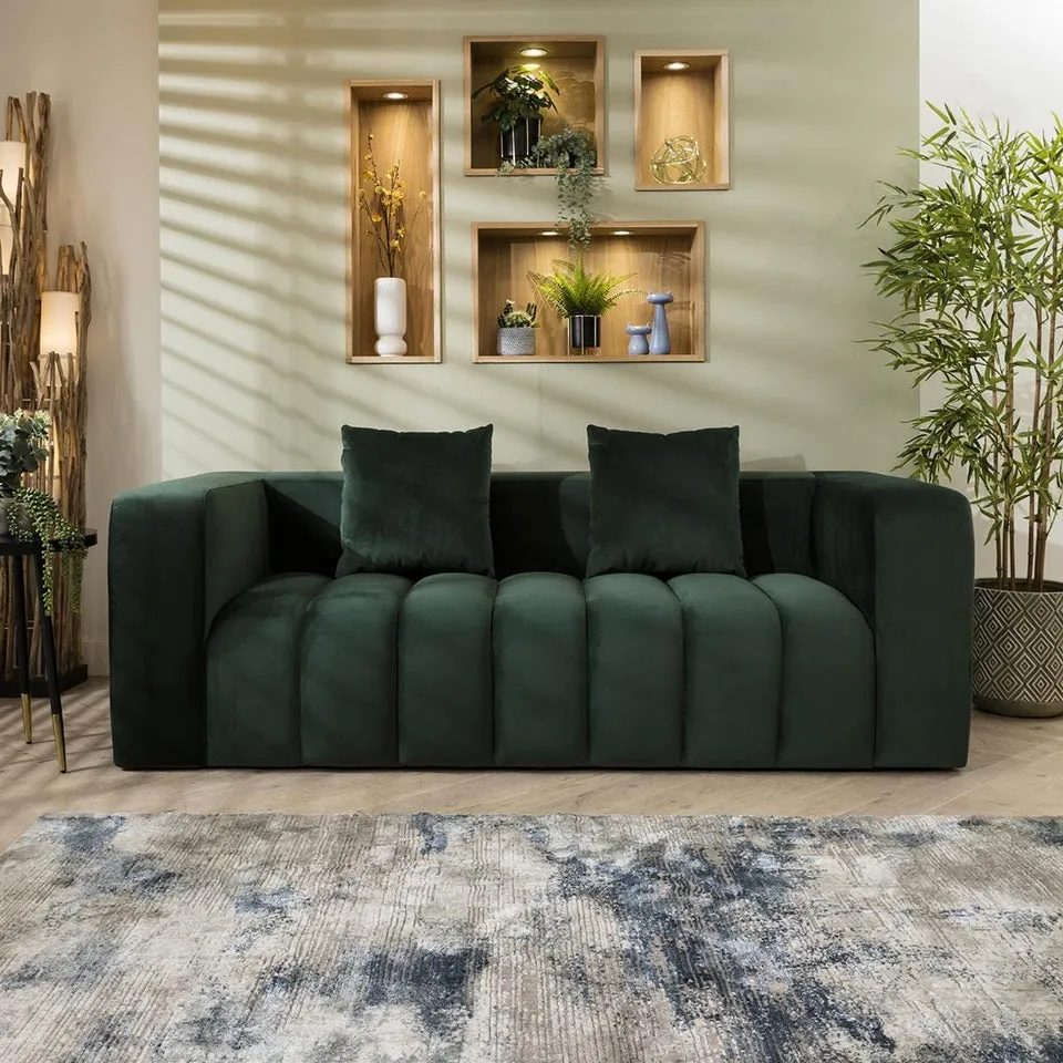 Faraai 3 Seater Velvet Sofa Green