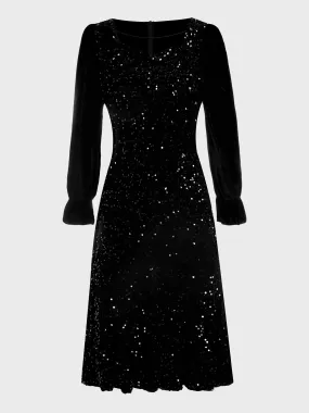 French Sequined Velvet Fishtail Dress