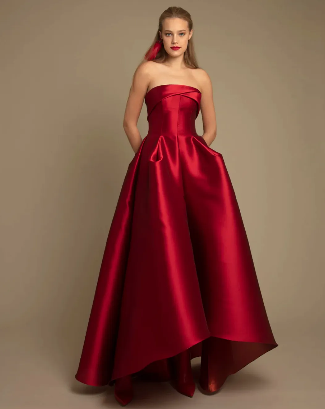 Gemy Maalouf - Strapless Cut Pleated Dress