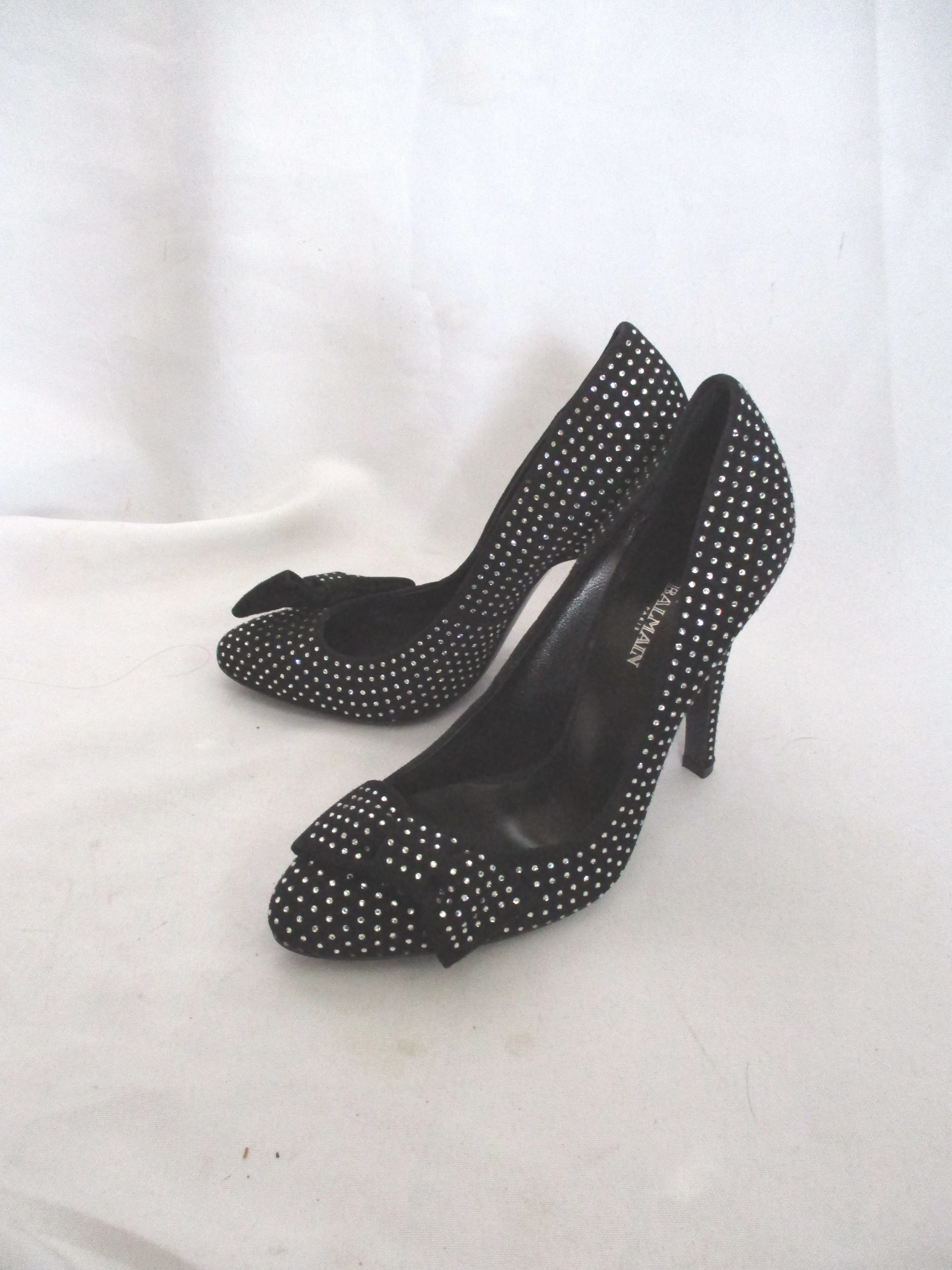 GIUSEPPE ZANOTTI  BALMAIN Rhinestone Pump Shoe 36 BLACK Stiletto Womens