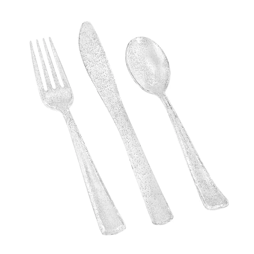 Glitter Premium Plastic Cutlery Combo