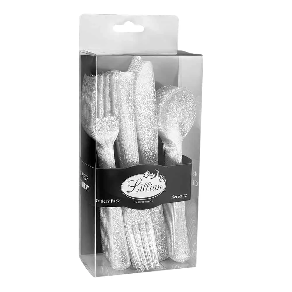 Glitter Premium Plastic Cutlery Combo