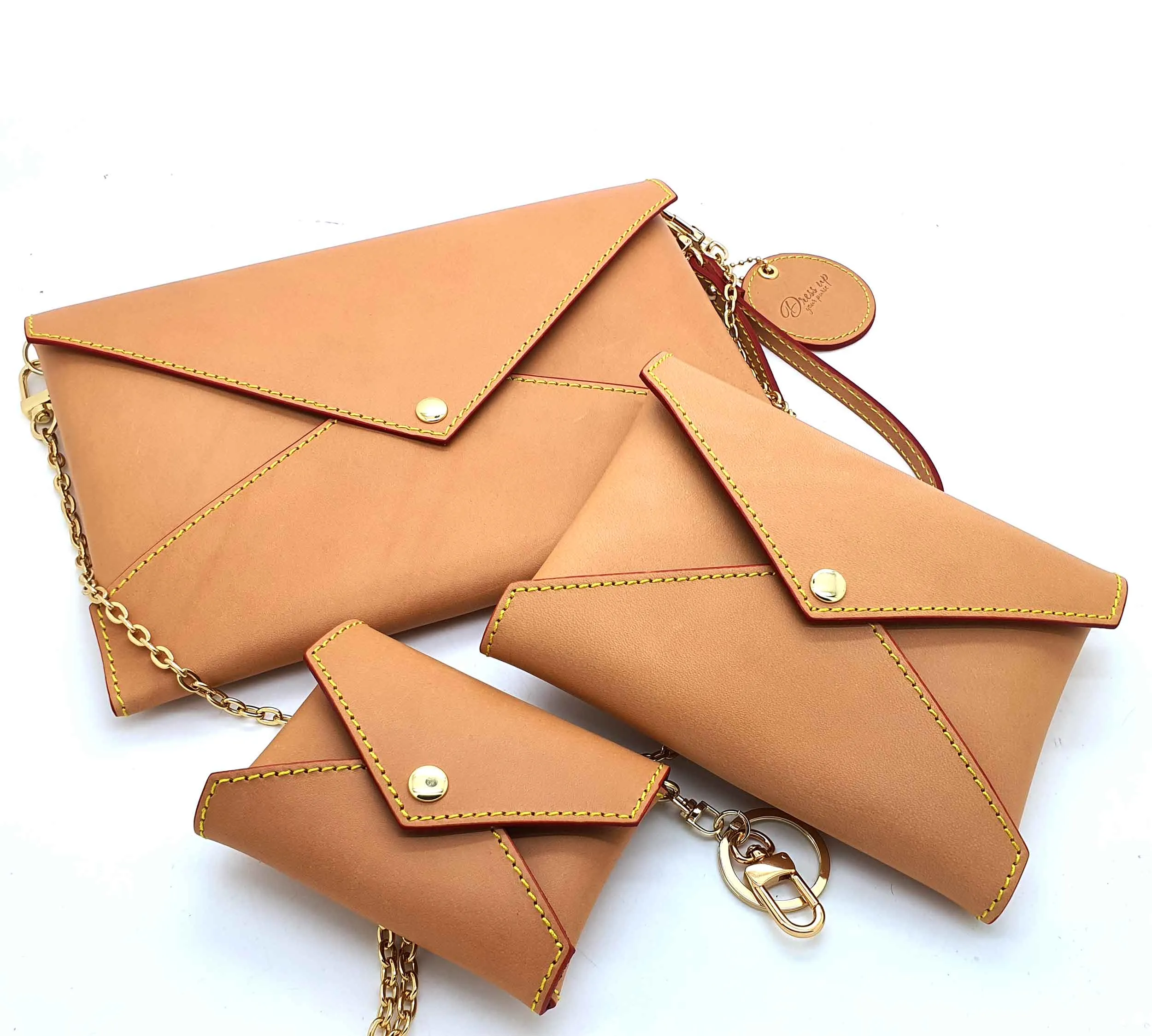 Honey Vachetta Leather - Envelope trio - Clutch Set