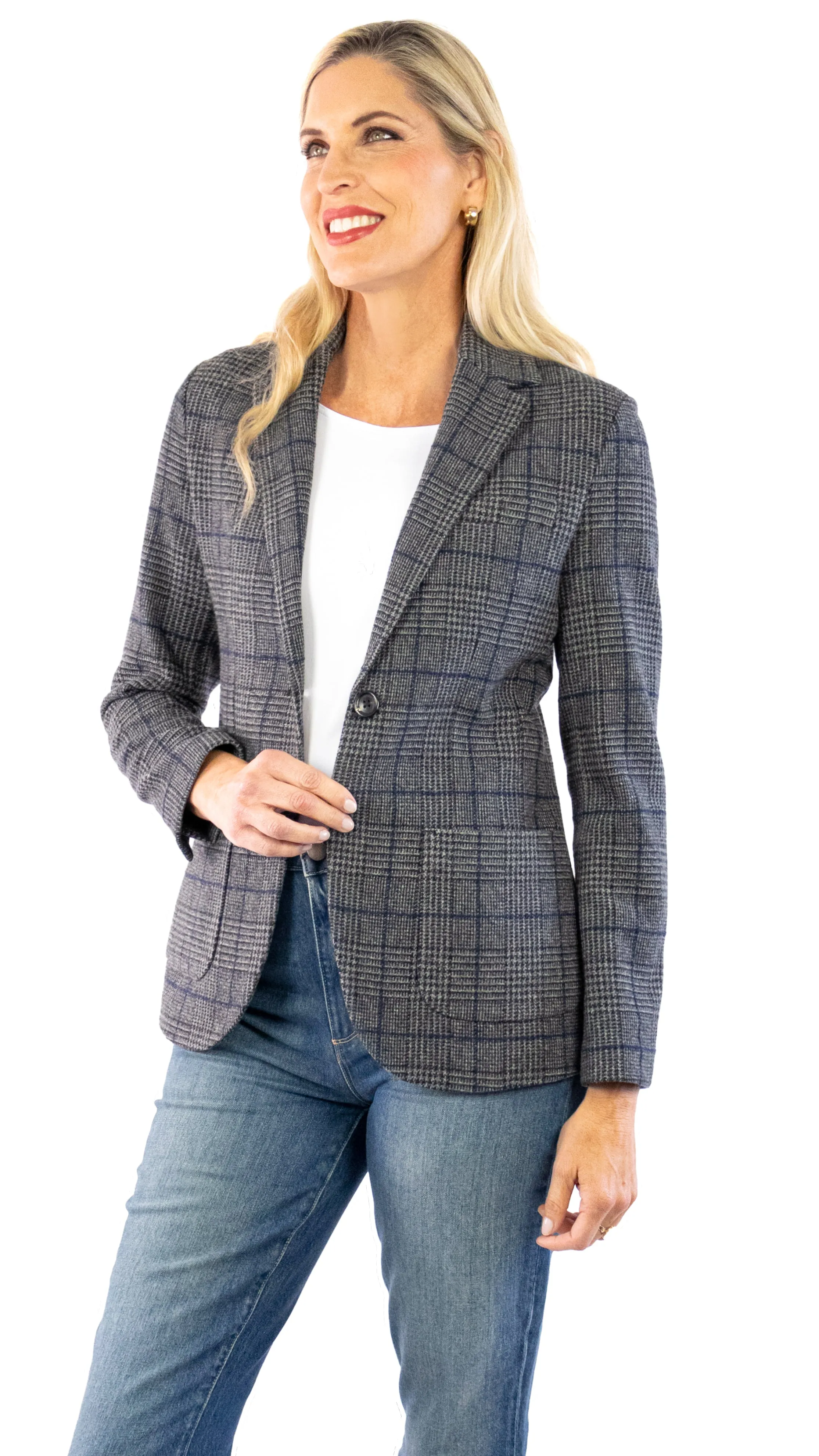 Lana Check Blazer - Black / Navy / Grey