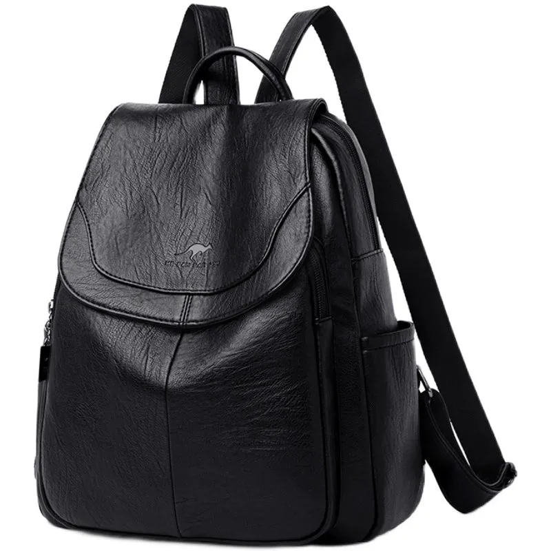 Leather Backpack Women's Backpack 2024 New Fashionable Backpack Large Capacity Travel Bag Easiest for Match Casual Mummy Bag