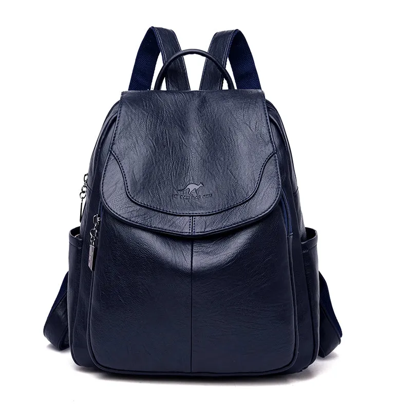 Leather Backpack Women's Backpack 2024 New Fashionable Backpack Large Capacity Travel Bag Easiest for Match Casual Mummy Bag