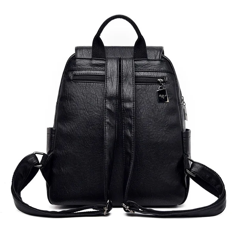 Leather Backpack Women's Backpack 2024 New Fashionable Backpack Large Capacity Travel Bag Easiest for Match Casual Mummy Bag