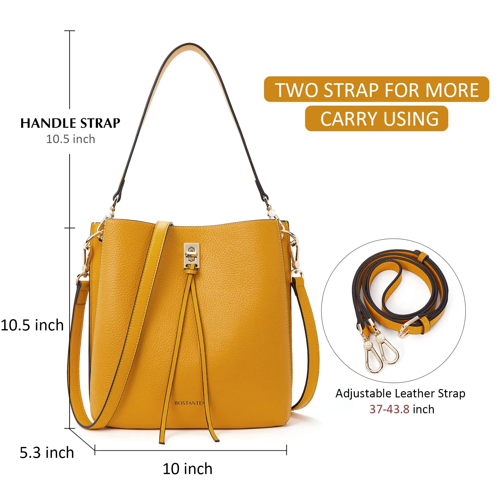 Lotty Tasseled Grained Leather Medium Bucket Bag