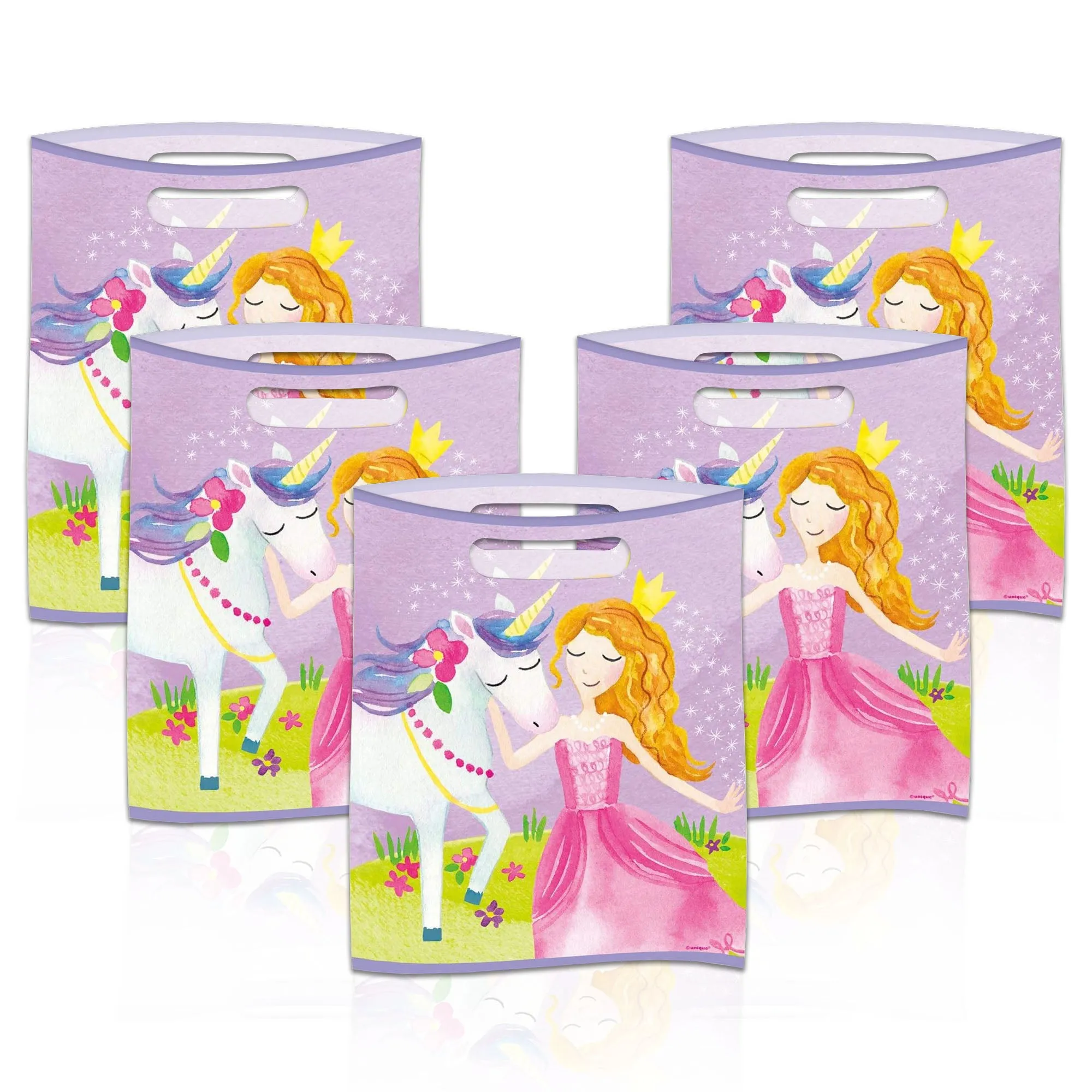 Magical Princess Birthday Party Plastic Loot Bags & Party Favor Bags, 11 Inch Size (16)