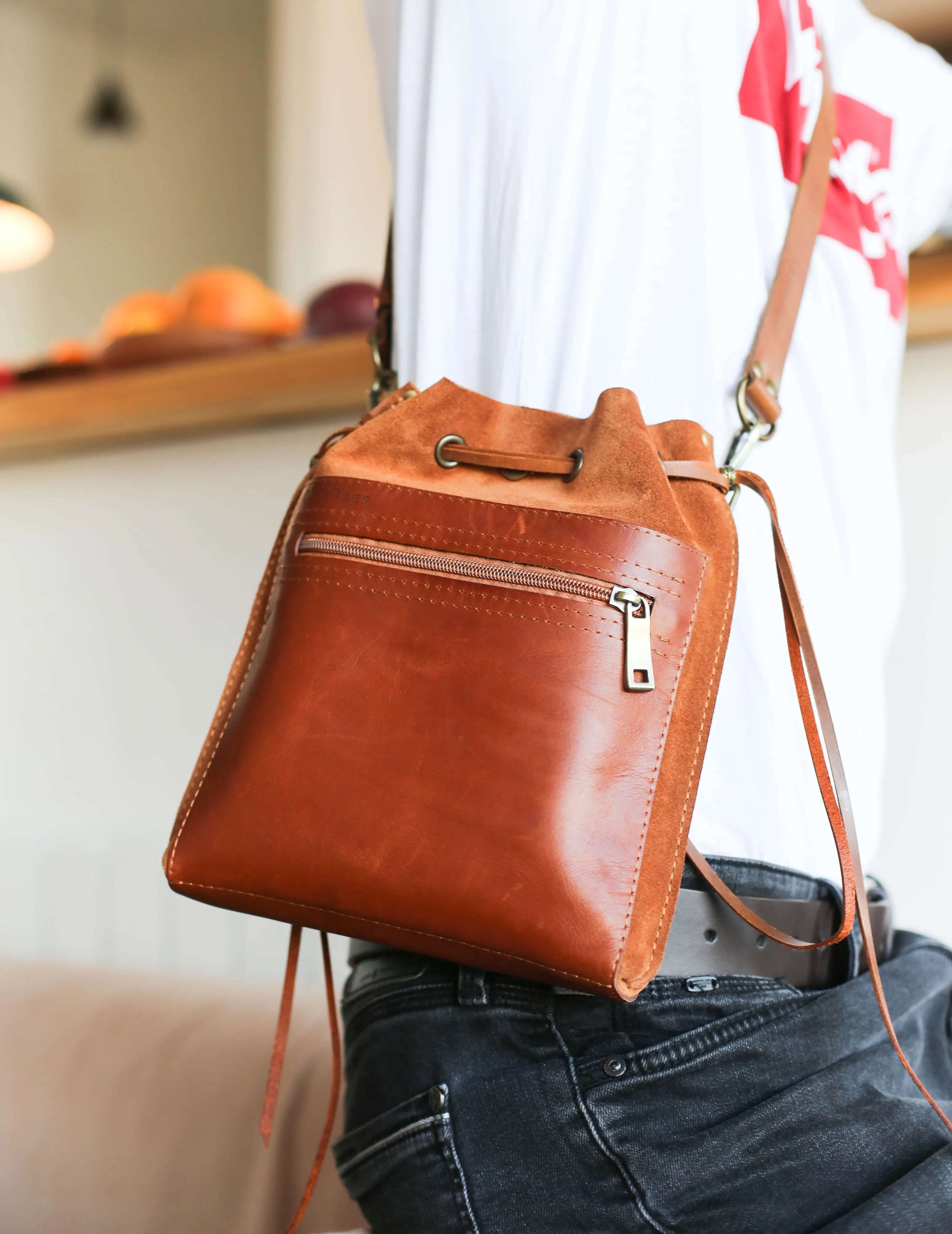 Men's Leather Bag - Men's Belt Bag - Brown