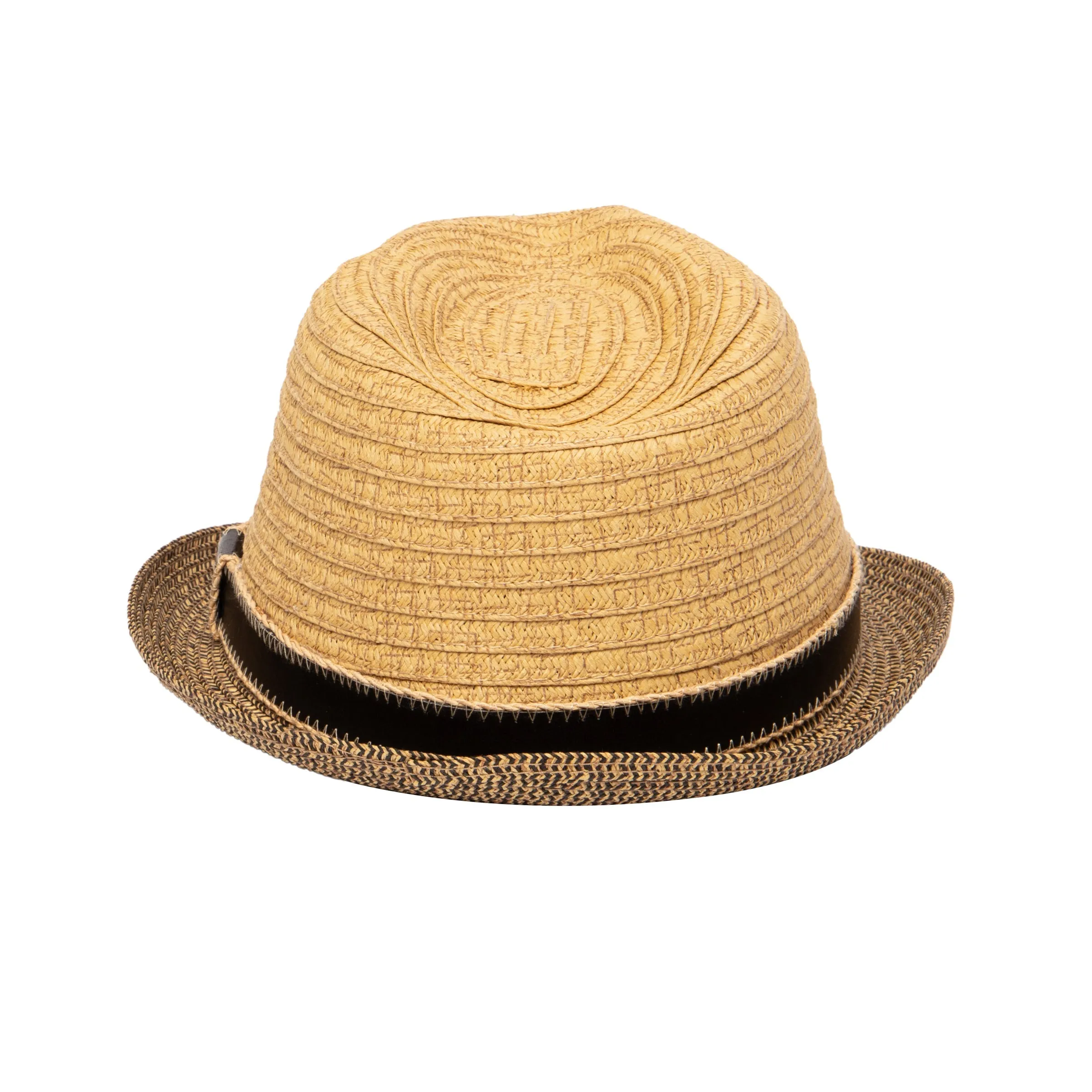 Men's Textured Paperbraid Crown Fedora With Faux Leather Trim