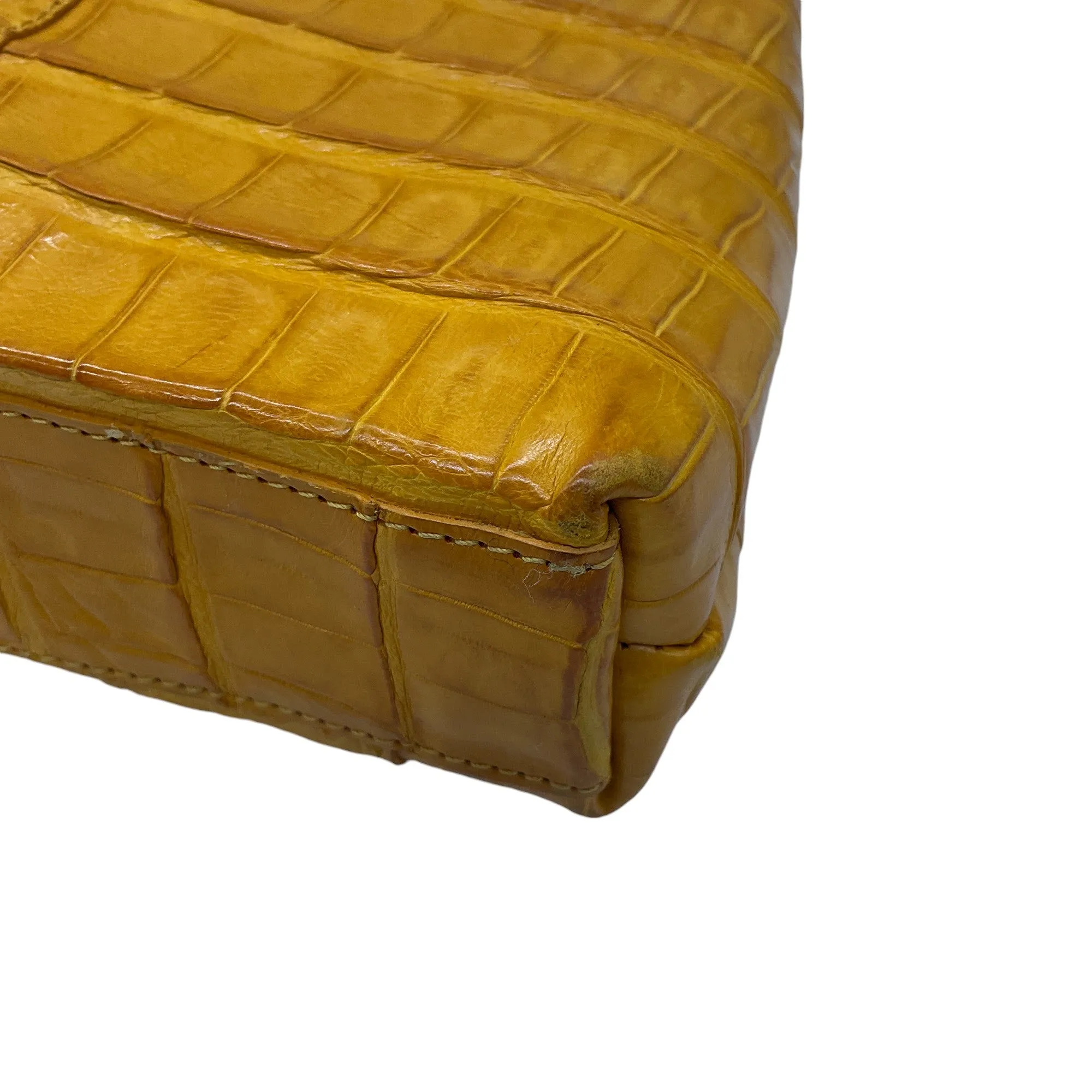 Nancy Gonzalez Mustard Yellow Crocodile Skin Leather Clutch